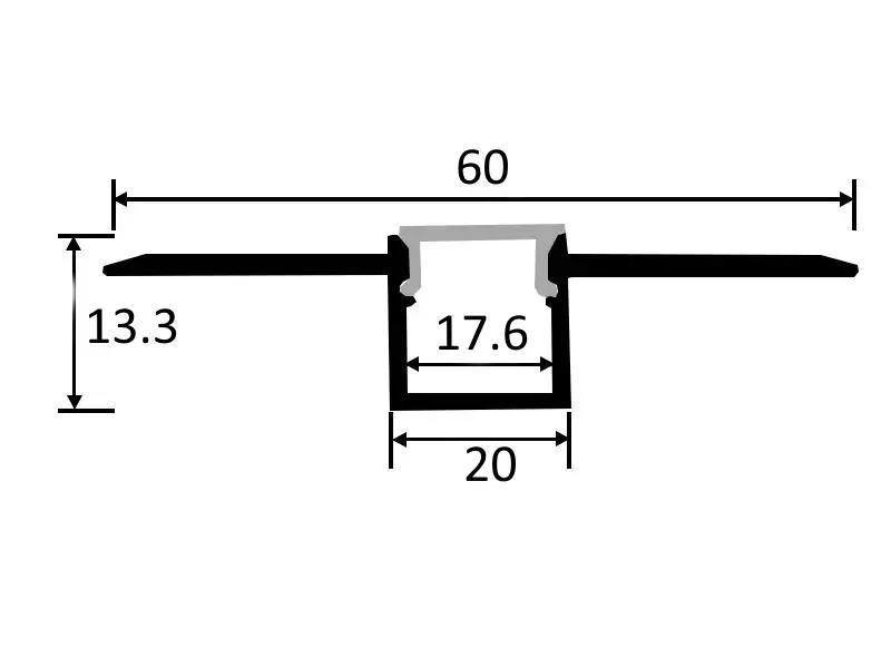 Профиль алюминиевый врезной в гипсокартон RIGEL-2013C, с экраном, цвет алюминий, 2м, AKS (в комплекте 4 заглушки)