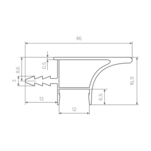 Ручка-профиль с подсветкой AQ Gola-X для верхней базы ДСП 16мм 5000 мм черный матовый