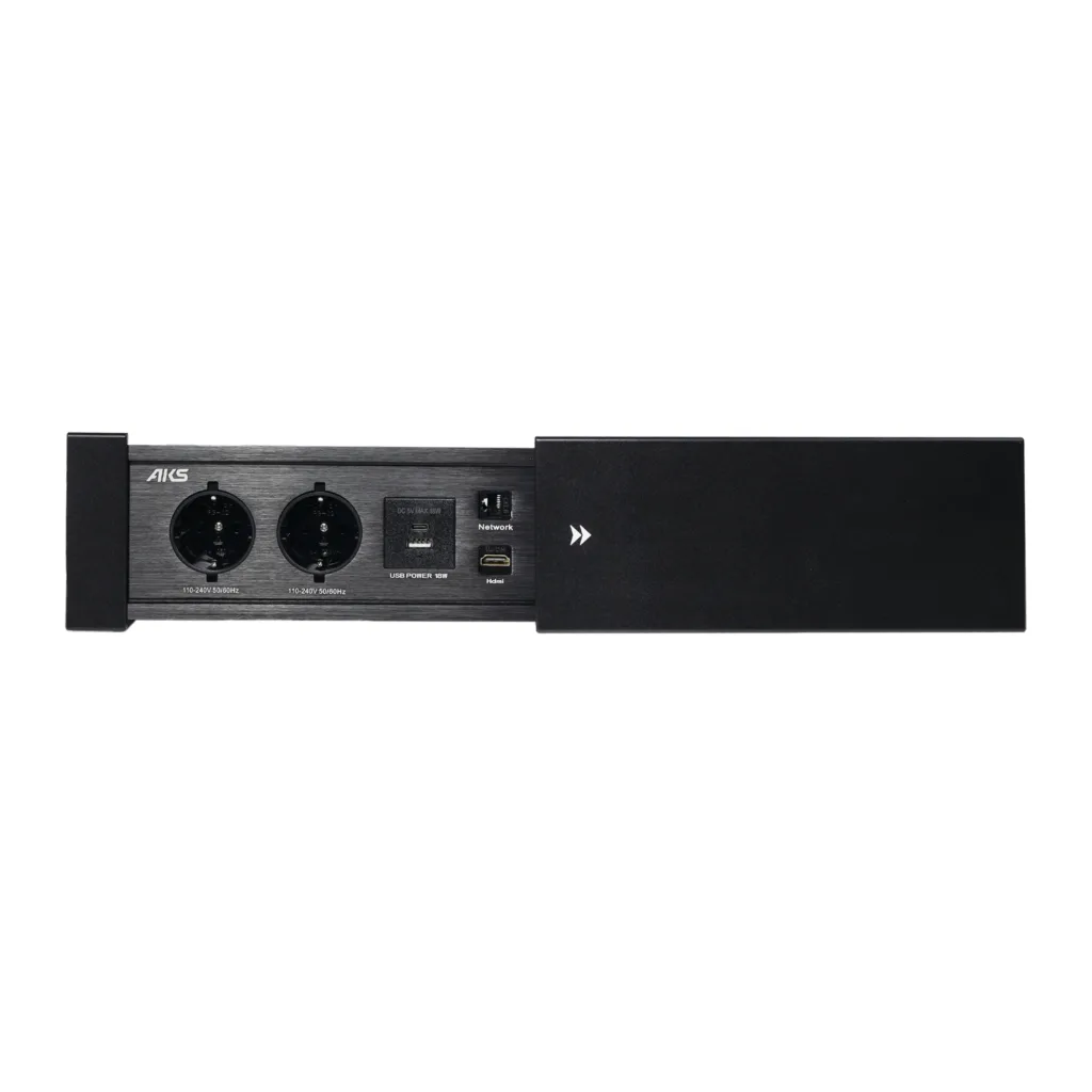 Выдвижной удлинитель Hollander, 2 розетки, 2xUSB, HDMI, LAN, черный AKS