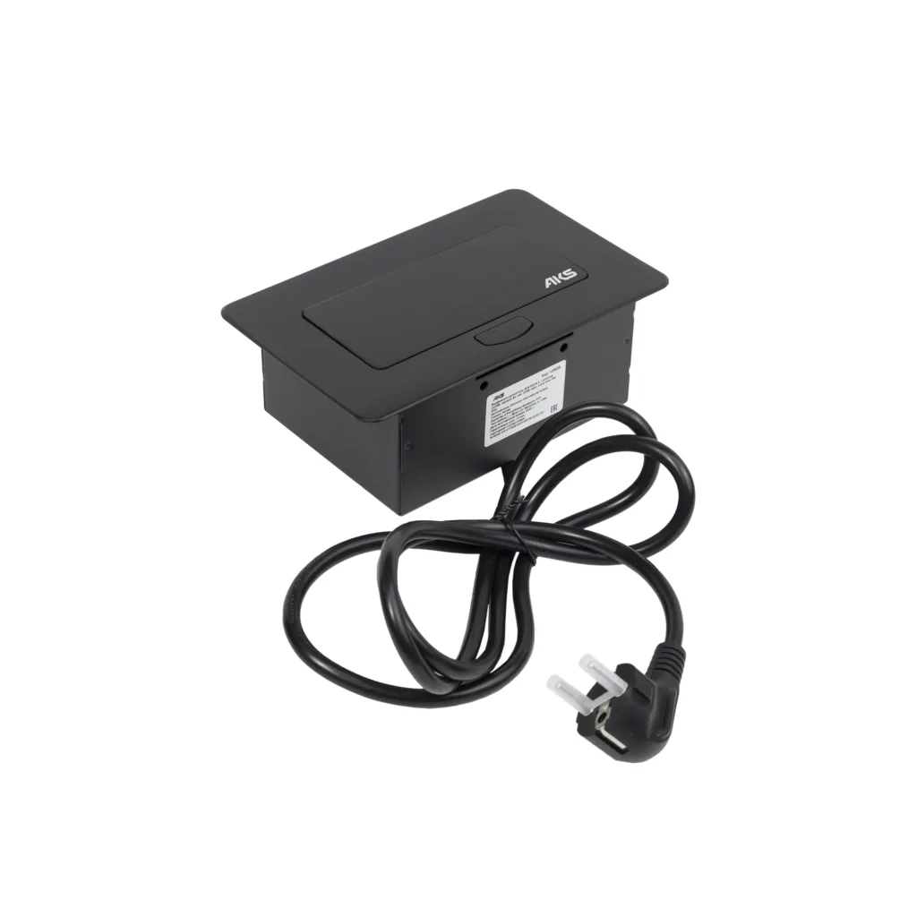 Выдвижной удлинитель Nova 4, 1 розетка, 2xUSB, черный, AKS