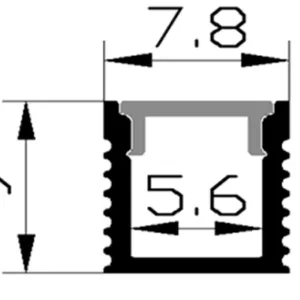 Профиль алюминиевый накладной 0908 с экраном, узкий, цвет алюминий, 2м, GS