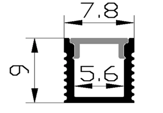 Профиль алюминиевый накладной 0908 с экраном, узкий, цвет алюминий, 2м, GS