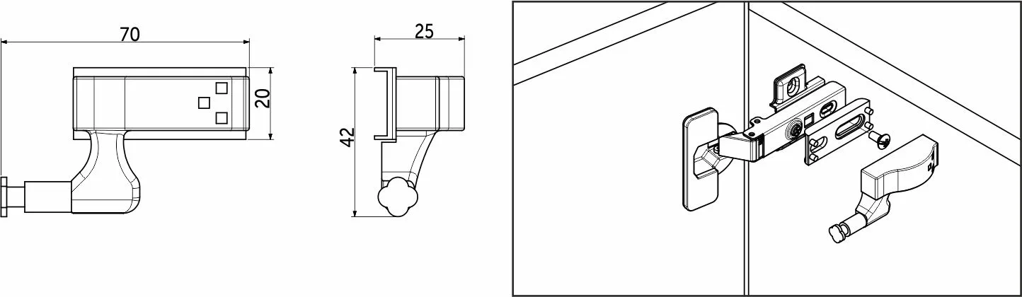 Накладка для мебельных петель (Светильник светодиодный Night, 0,25W, 12V), AKS