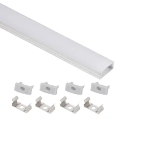 Профиль алюминиевый накладной SIRIUS-1407S с экраном, цвет алюминий, 2м, AKS (в комплекте 4 заглушки и 4 крепления)