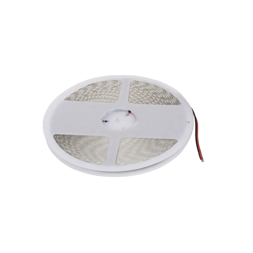 Лента светодиодная - 9,6W/m, 12V, 8мм, 2835, 120 д/м, IP20, теплый белый (3000K), CRI>80, 1100 Lm, 20м, AKS