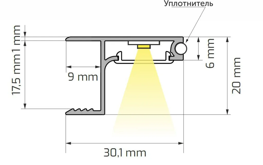 Уплотнитель для торцевого профиля CAPELLA, (1 упак = 2 м.п.), AKS