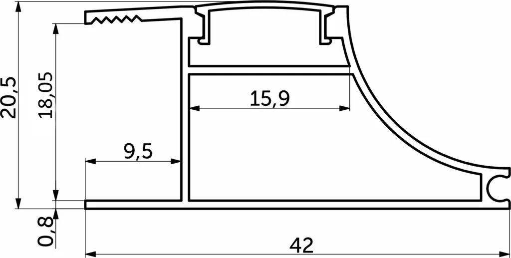 Профиль алюминиевый накладной/торцевой AVIOR, с экраном, цвет алюминий, 2м, AKS