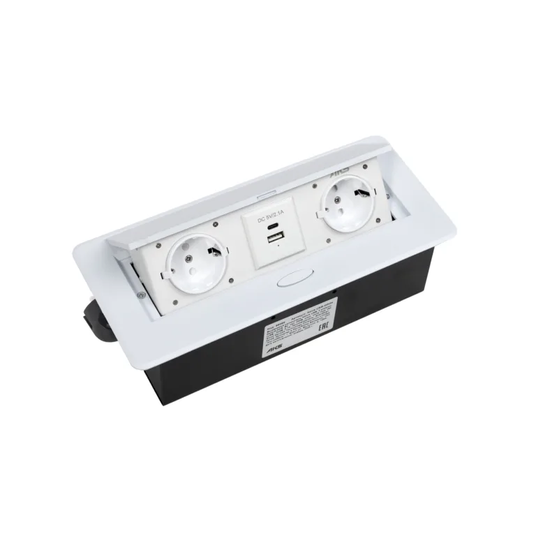 Выдвижной удлинитель Nova USB, 2 розетки, USB A + USB C, белый, AKS