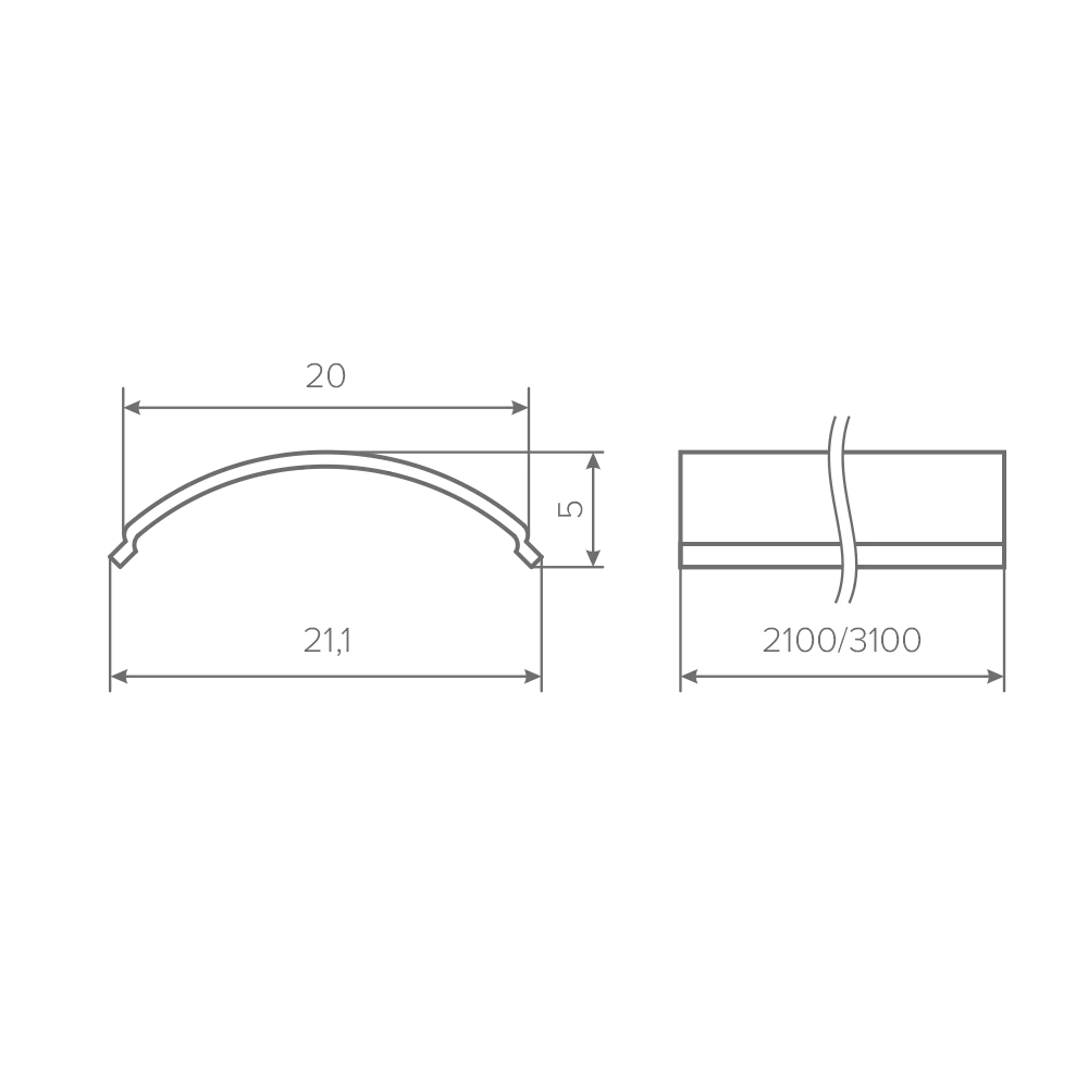 Рассеиватель для углового профиля AQ FORM (16х16) 3 м молочный