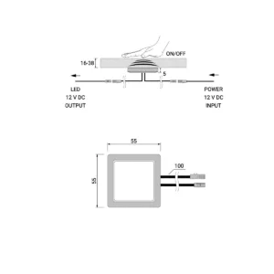 Выключатель бесконтактный для столешниц (max 38mm), с миниконектором, 12/24V, 36/72W, AKS