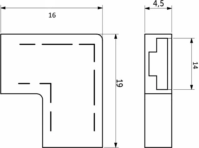 Соединитель электрический для светодиодных лент шириной 5mm, угловой, AKS