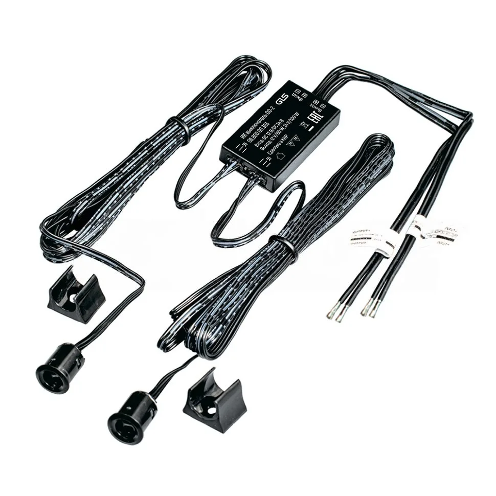 Выключатель бесконтактный на преграду, двойной, накладной/врезной, 12/24V, 60W/100W, D10мм, черный, GLS