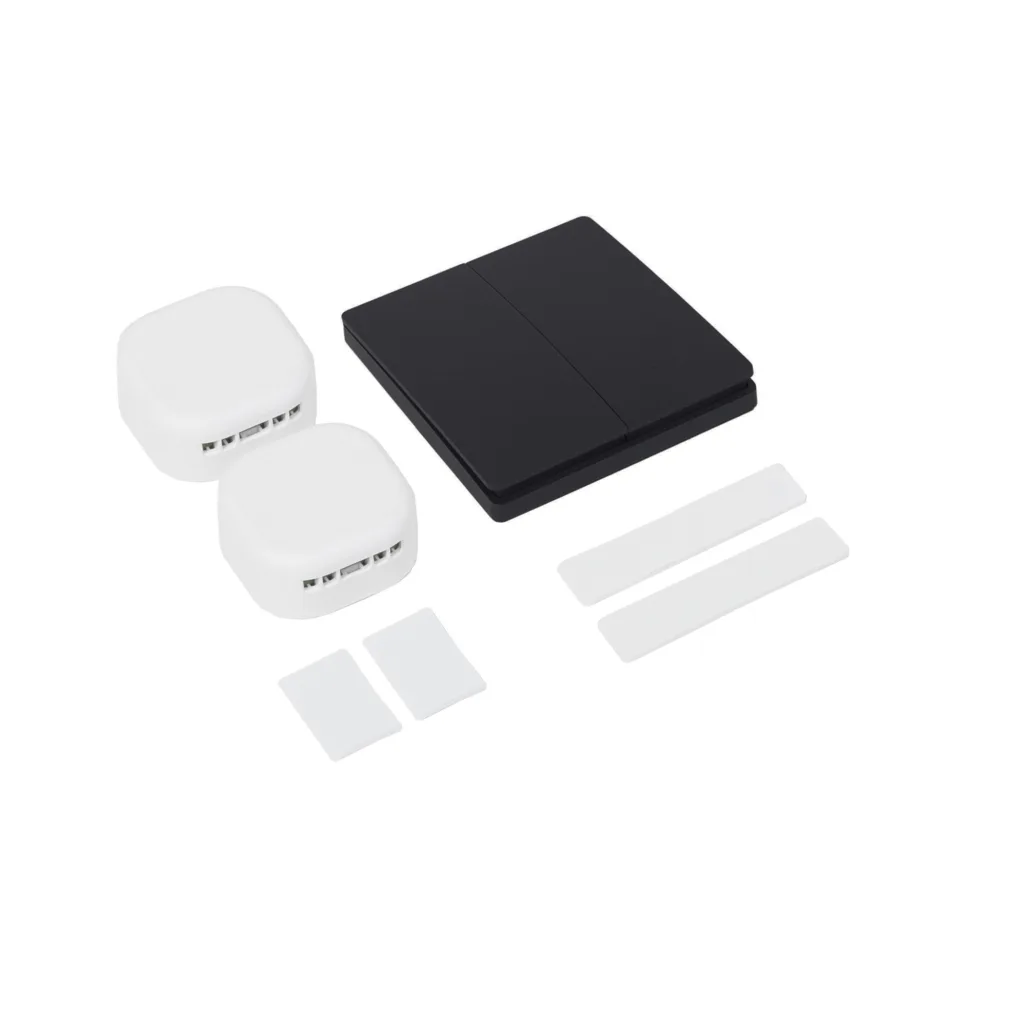 Выключатель кинетический, с реле, 2 клавиши, черный, с Wi-Fi, AKS