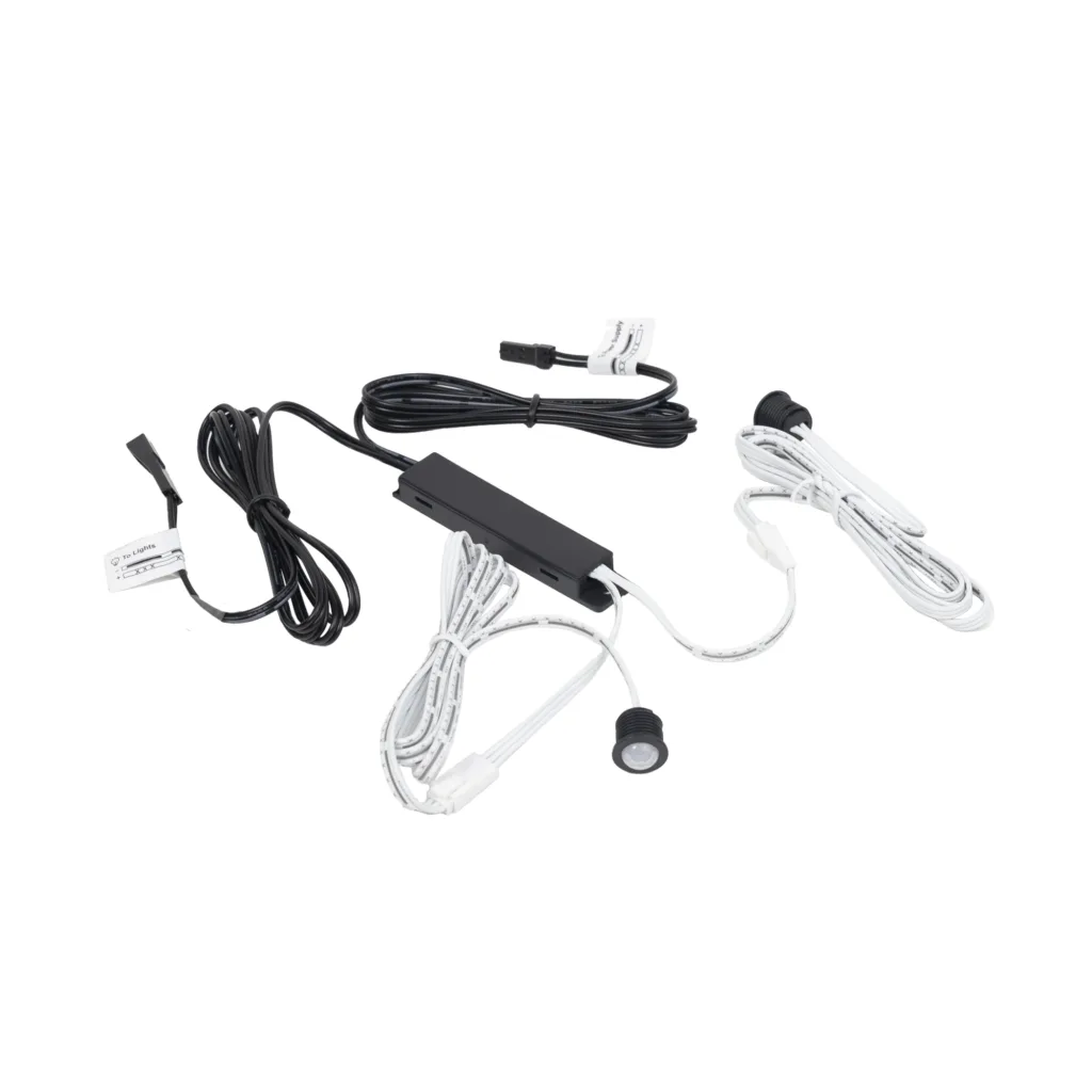 Выключатель бесконтактный на движение (PIR), двойной, врезной/накладной, 12/24V, 60W/100W, черный, AKS