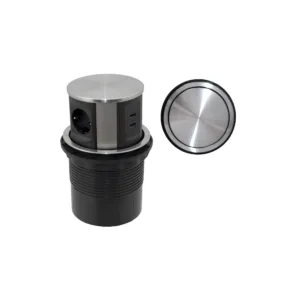 Выдвижной удлинитель Tor USB, 120 мм 3 розетки, 2xUSB A, сталь, AKS