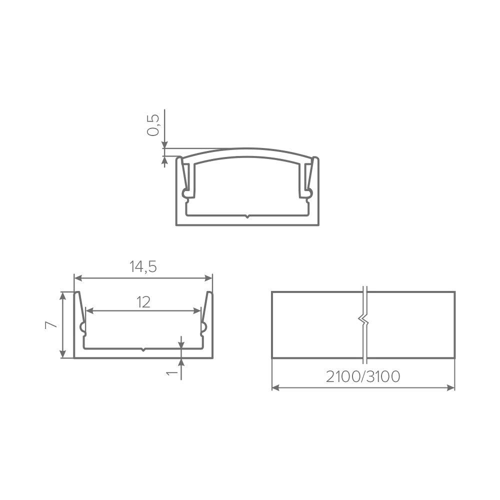 Профиль накладной AQ FORM для LED лент 15х7 3 м черный