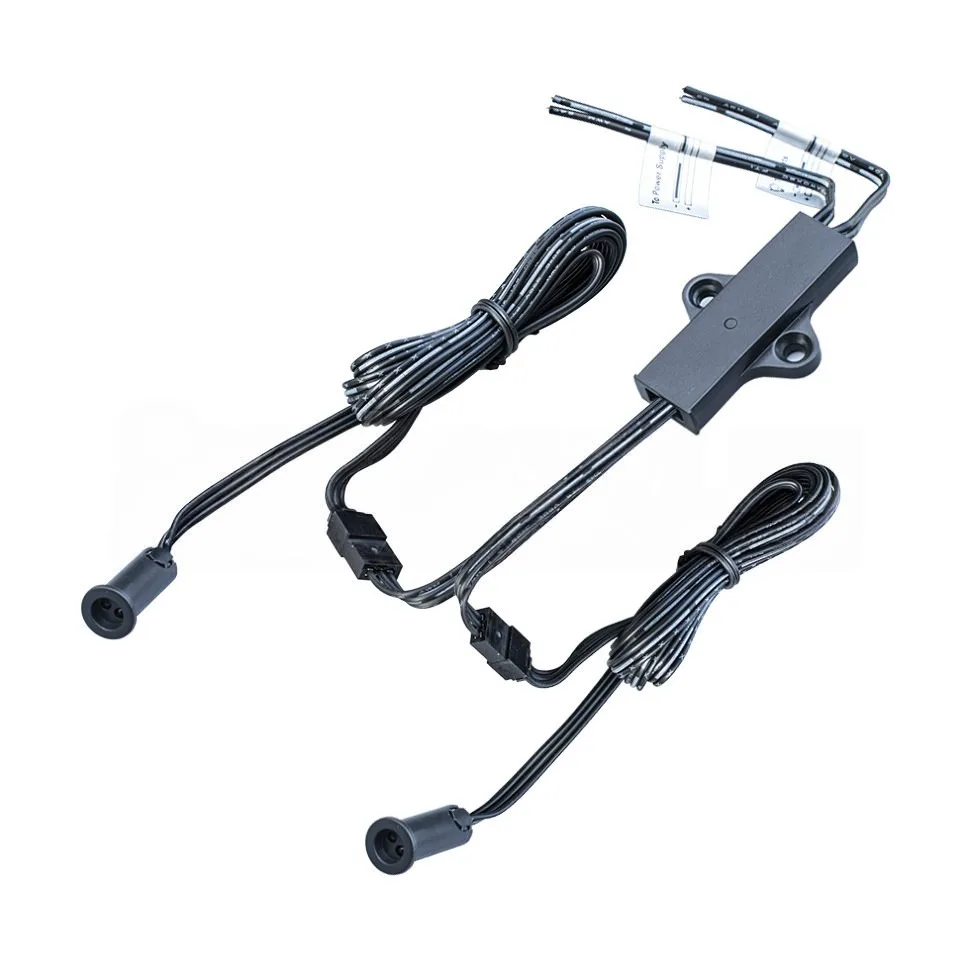 Выключатель бесконтактный, универсальный, (на взмах/на преграду), двойной, накладной/врезной, 12/24V, 60W/100W, D8мм, черный, GLS