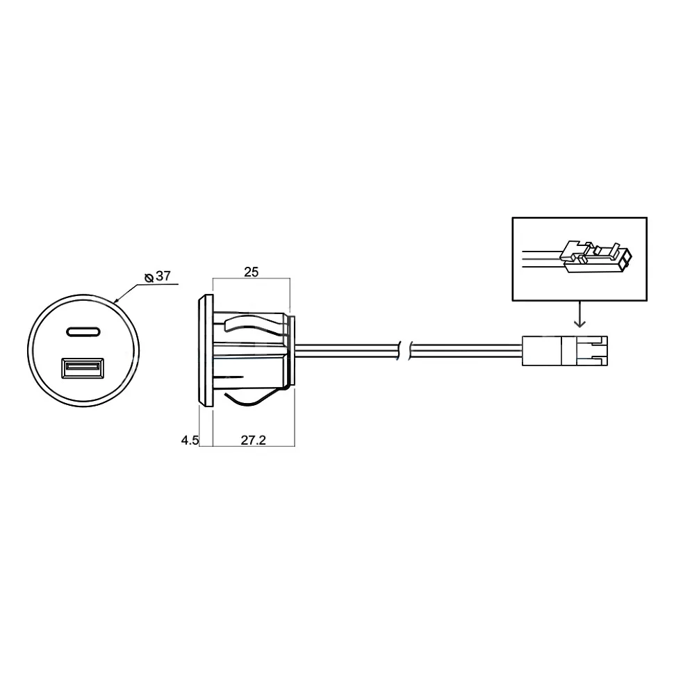 Устройство для зарядки аккумуляторов алюминий GNI-USB USB A + C, 12VDC, 5VDC 3A, GLS