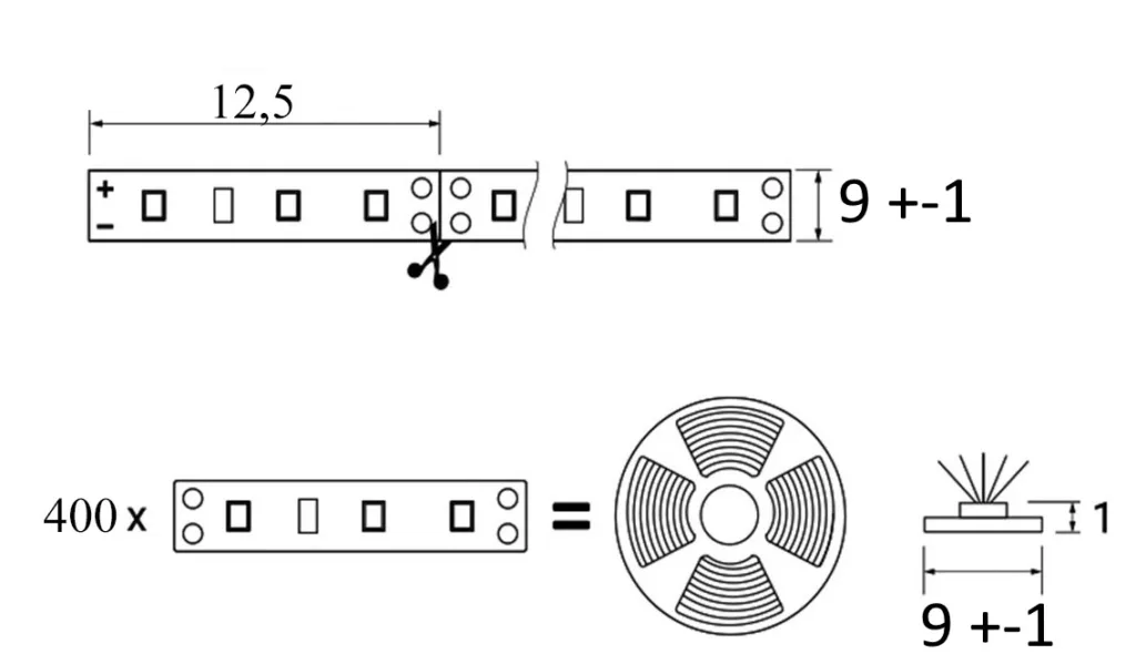 Лента светодиодная - 19,2W/m, 12V, 10мм, 2835, 240 д/м, IP20, холодный белый (6000K), CRI>70, 2100 Lm, 20м, AKS