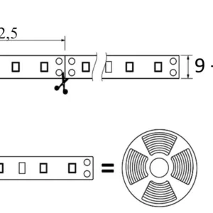 Лента светодиодная - 19,2W/m, 12V, 10мм, 2835, 240 д/м, IP20, холодный белый (6000K), CRI>70, 2100 Lm, 20м, AKS