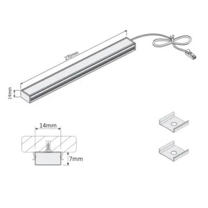 Светильник светодиодный Pupil, накладной, 4,0W, 12VDC, L-270mm, холодный белый 6000K, 2м, алюминий, HLT