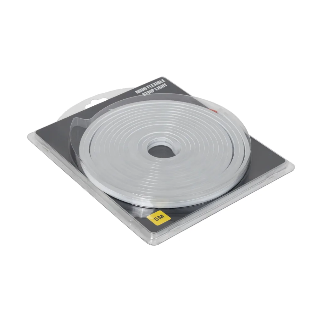 Гибкий неон - 9,6W/m, 12V, 6*12мм, 120 д/м, IP65, нейтральный белый (4000K) - 5м, AKS