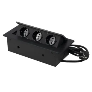 Выдвижной удлинитель Nova, 3 розетки, черный, AKS