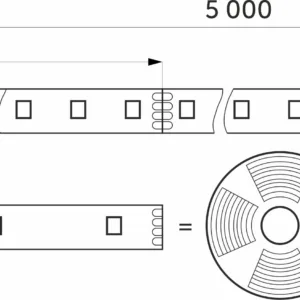 Лента светодиодная RGB - 10W/m, 12V, 10мм, 5050, 60 д/м, IP20, цветная - 5м, AKS