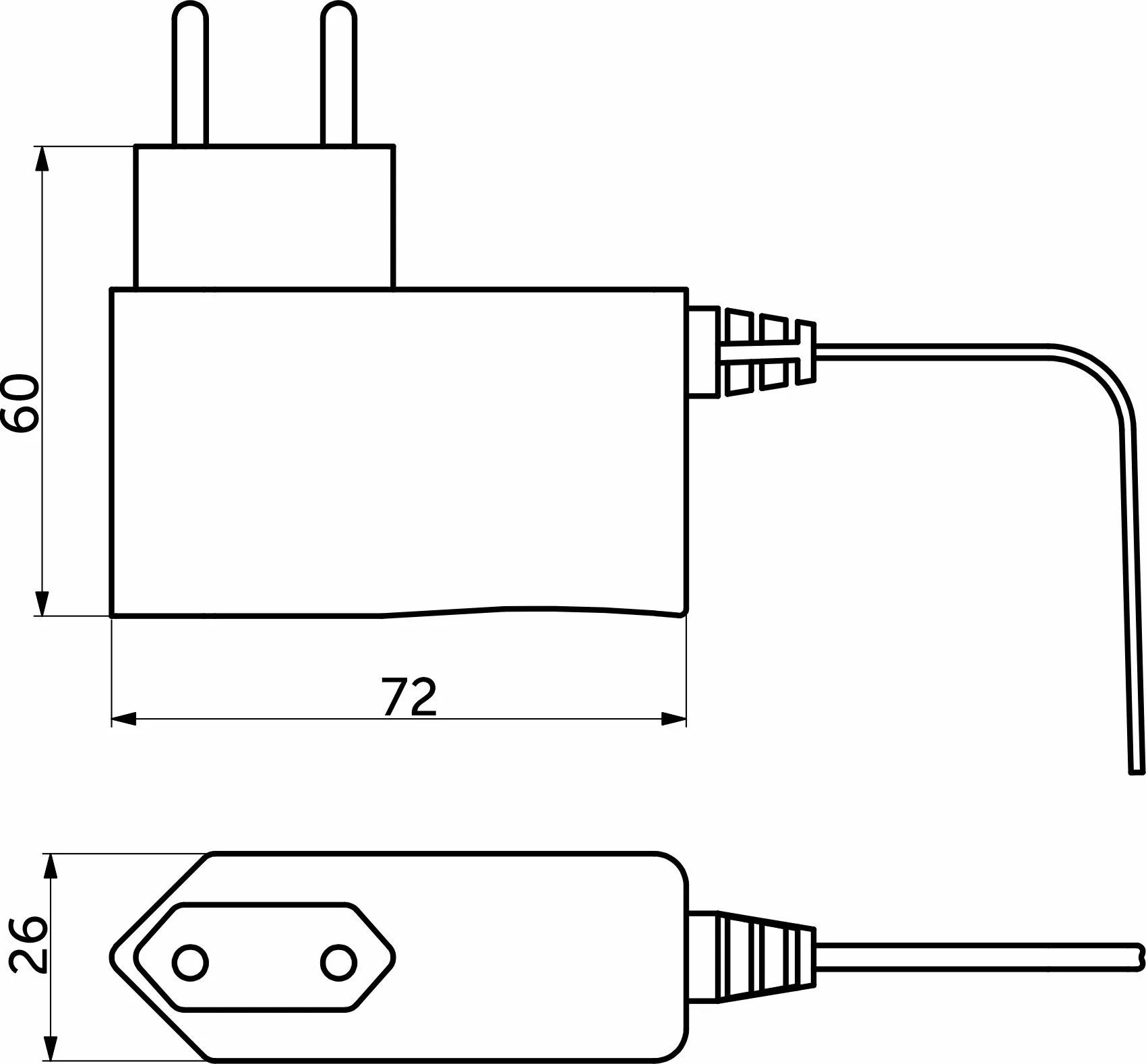 Блок питания Wall 12W/12V розеточный с миниконнектором, AKS