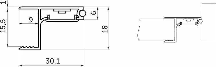 Профиль алюминиевый накладной/торцевой CAPELLA-3016W, с экраном, цвет белый, 2м (для 16 ДСП), AKS