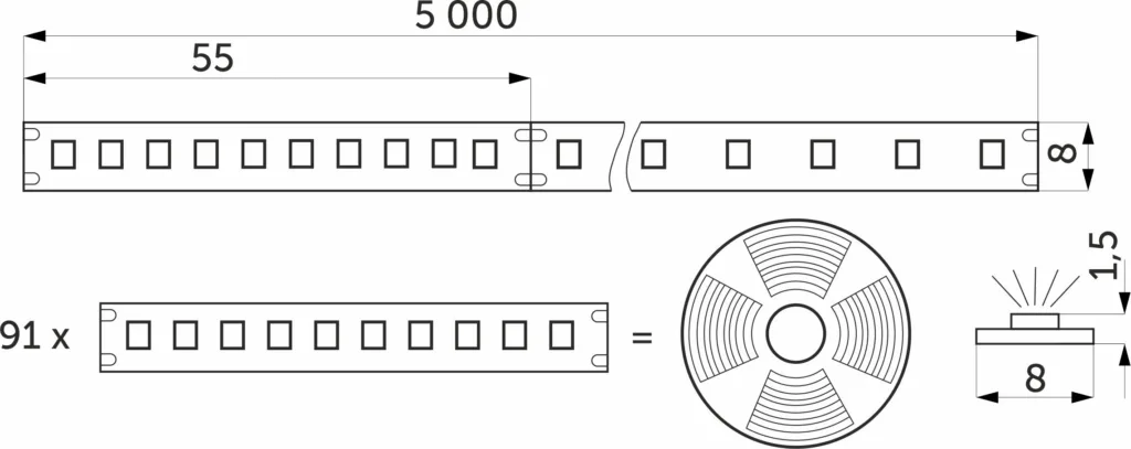 Лента светодиодная двухцветная (CCT) - 14,4W/m, 24V, 8мм, 2835, 180 д/м, IP20, тепл-холод белый, 5м, AKS