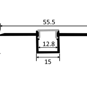 Профиль алюминиевый врезной в гипсокартон RIGEL-1513C, с экраном, цвет алюминий, 2м, AKS (в комплекте 4 заглушки)