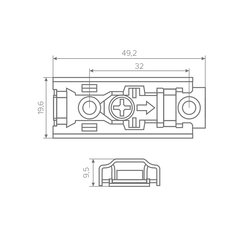 Ответная планка AQ V.2 прямая Clip-on под саморез H2