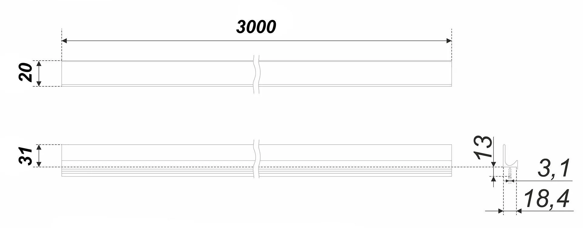 Мебельная ручка L-LINE RP003SC.1/000/3000