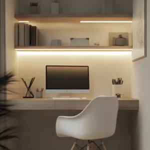 Светильник светодиодный, нарезной, 10*10мм, 8W/m, 12V, 3000K (теплый белый), 1.5м, черный, (в комплекте шнур, 2 заглушки, 2 держателя), AKS