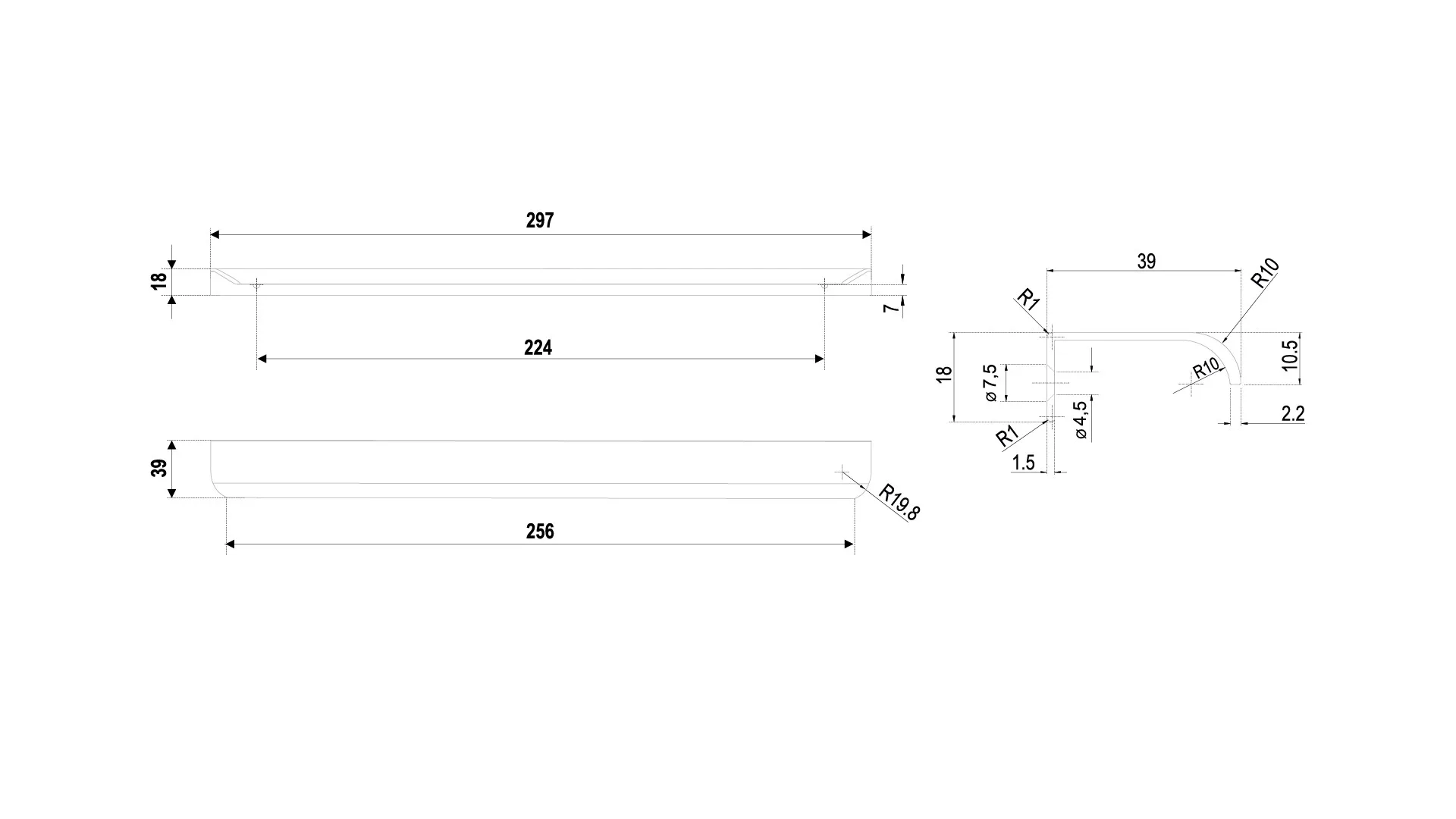 Мебельная ручка MONTE RT110W.1/224/300