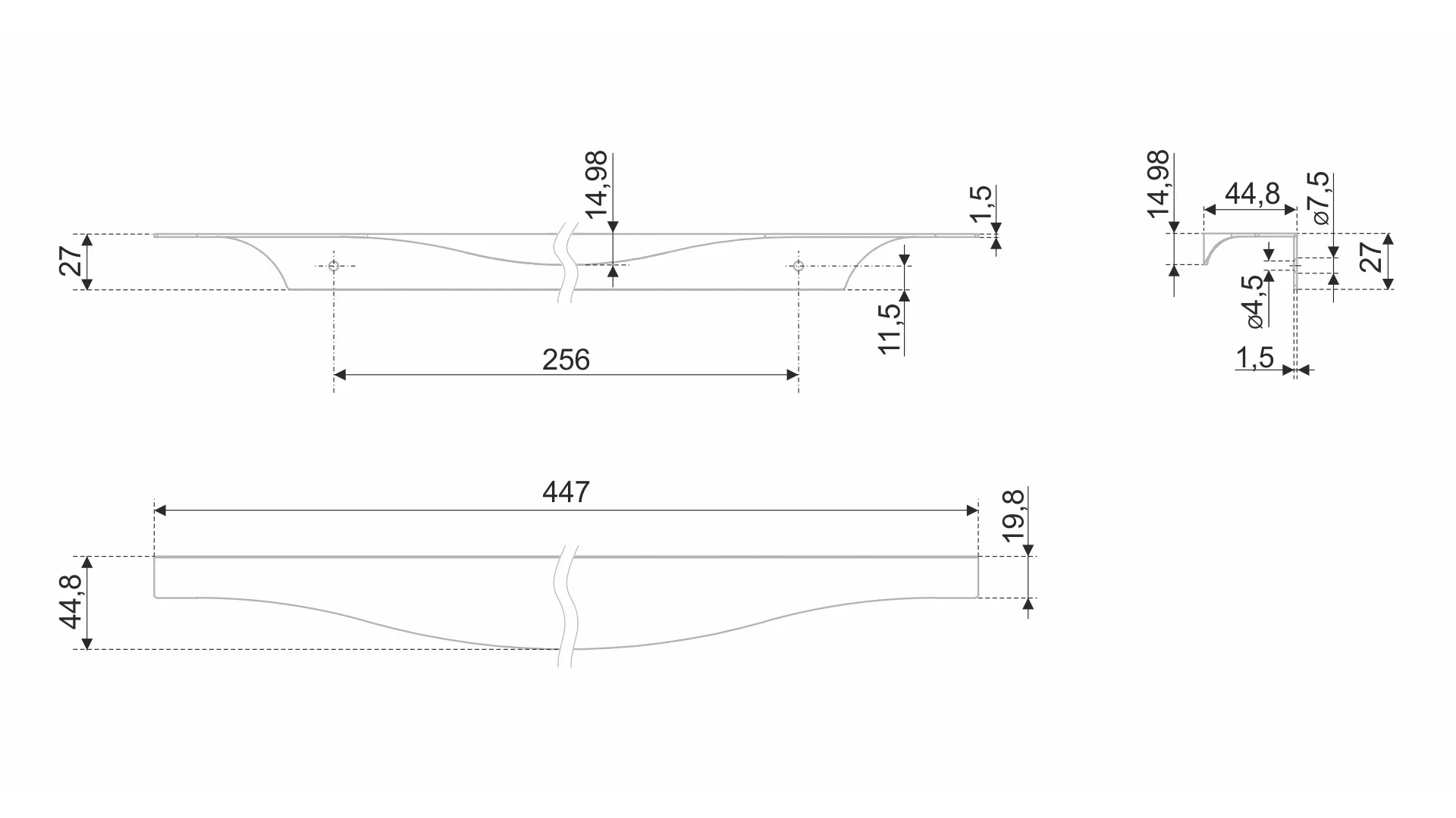 Мебельная ручка ERA RT108SST.1/256/450