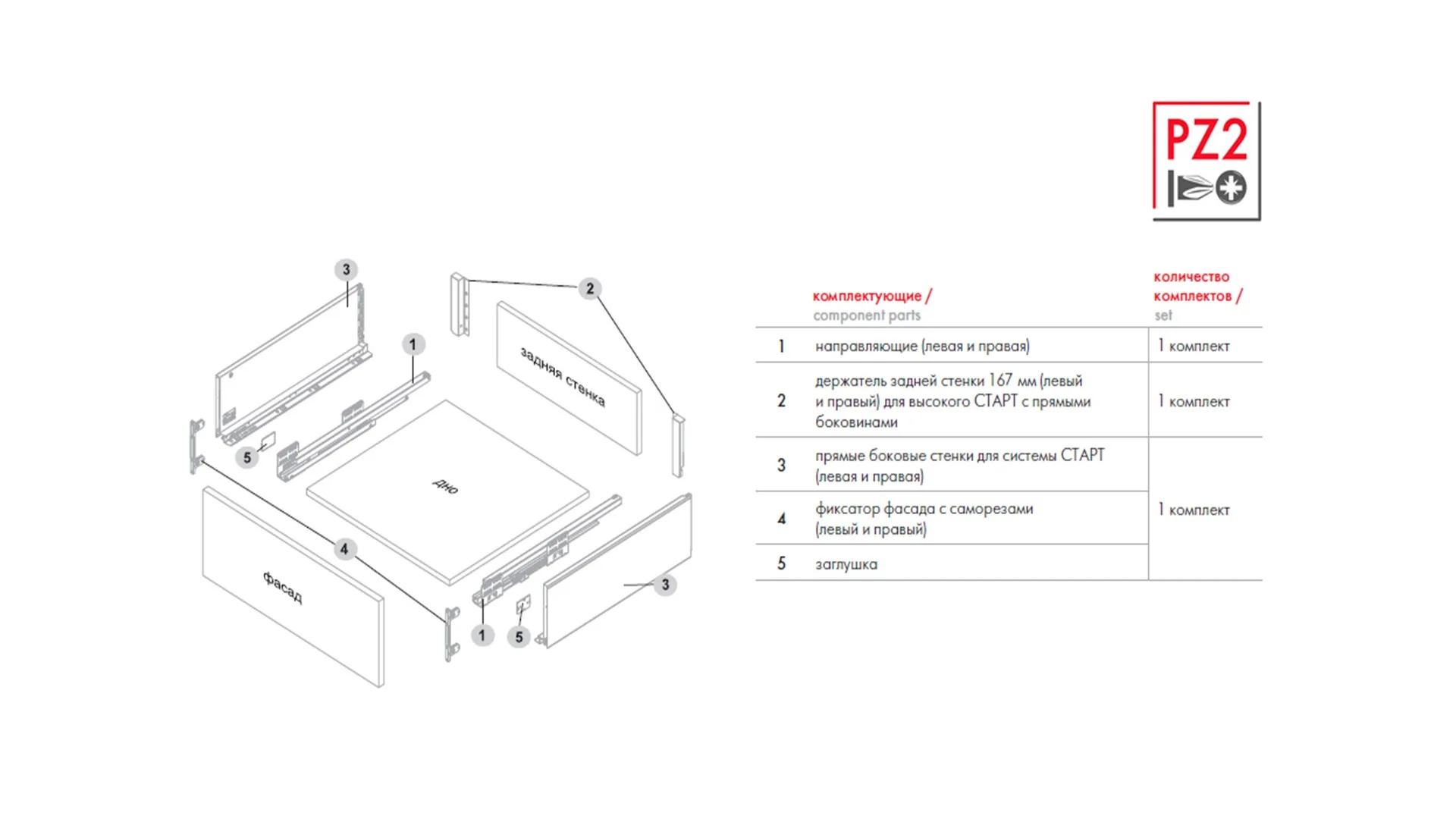 Прямые боковые стенки СТАРТ высокие SBDW13/W/500