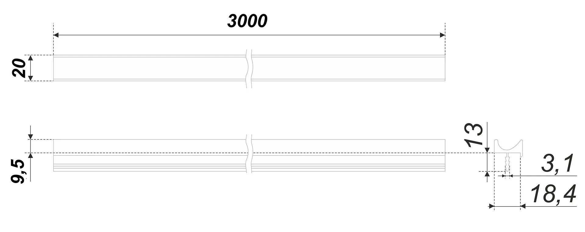 Мебельная ручка U-LINE RP004BL.1/000/3000