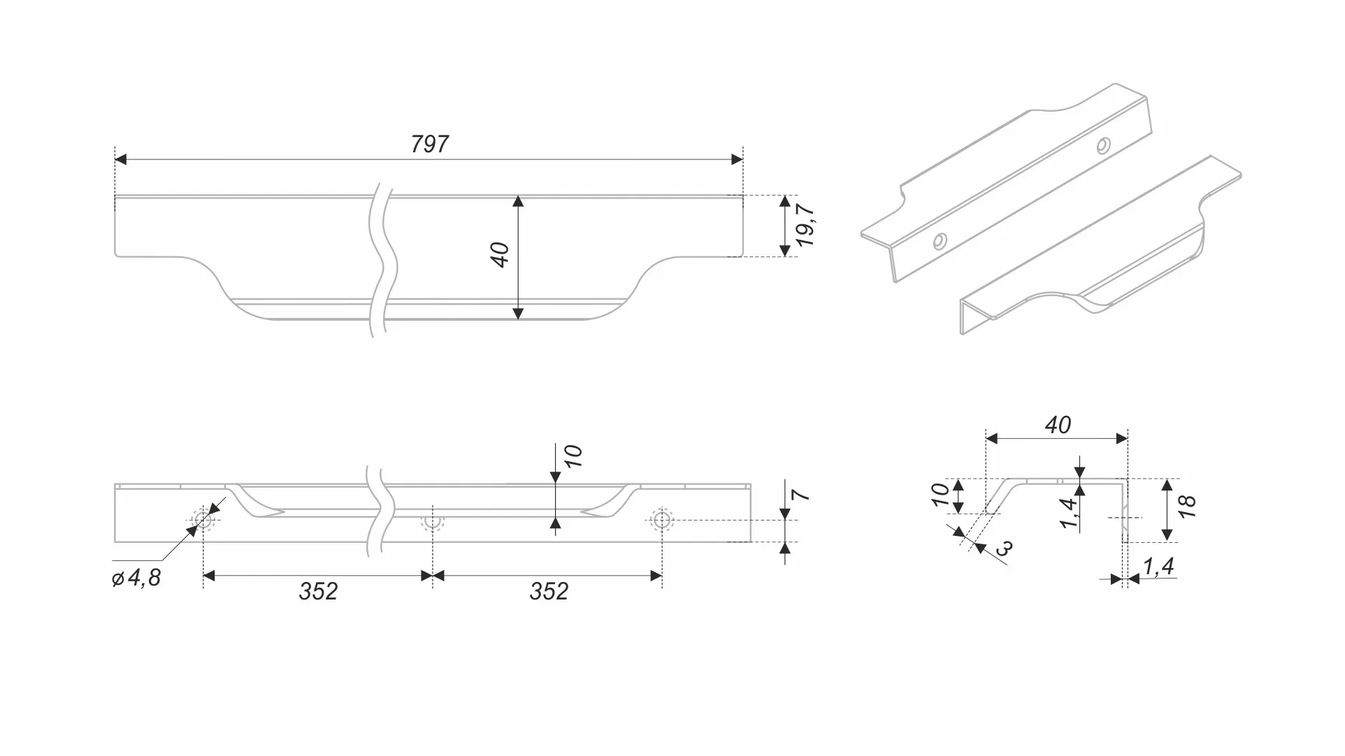 Мебельная ручка TERA 2.0 RT811SC.1/704/800