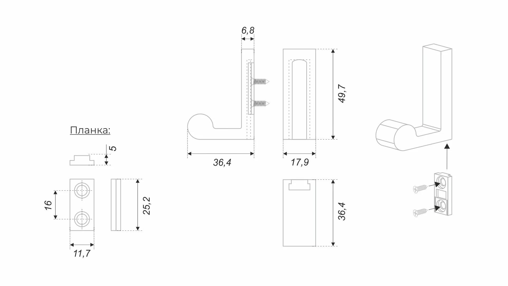 Мебельный крючок LUNO K109BL.14