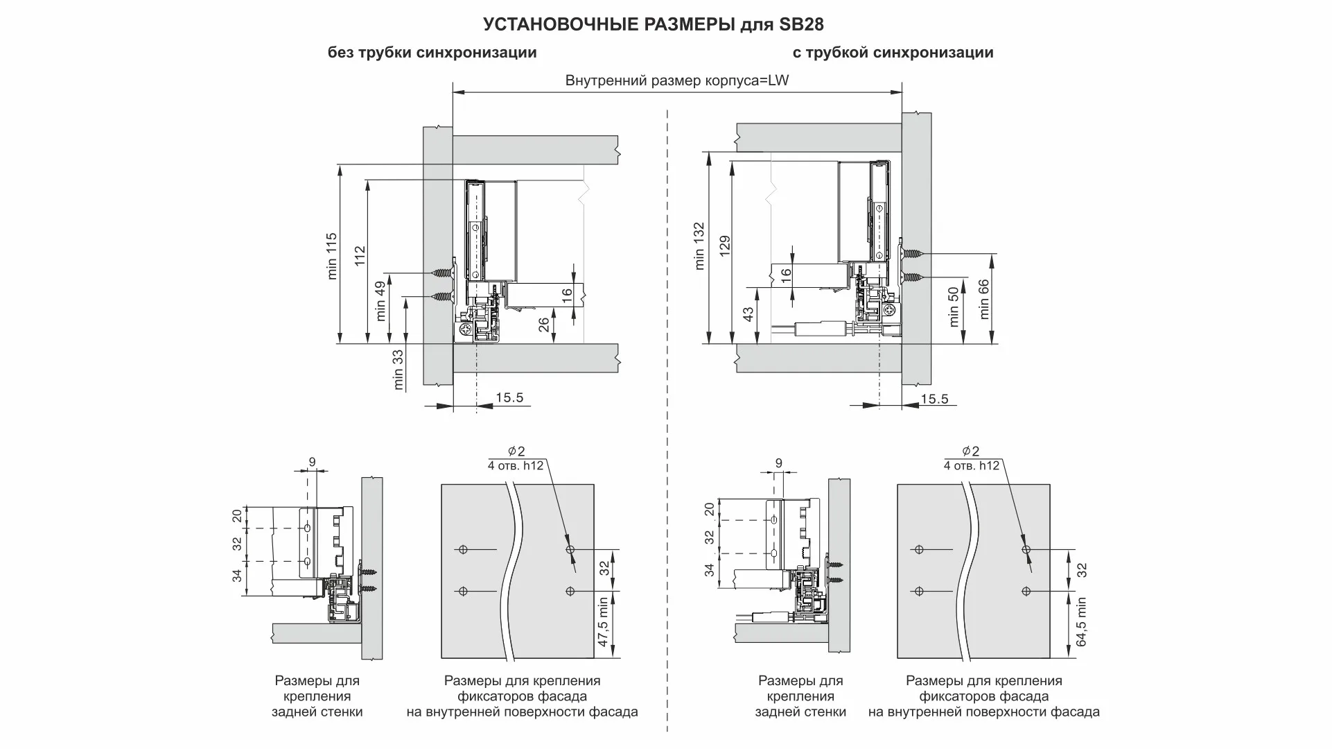 СТАРТ PUSH с прямыми боковинами стандартной высоты SB28W.1/500