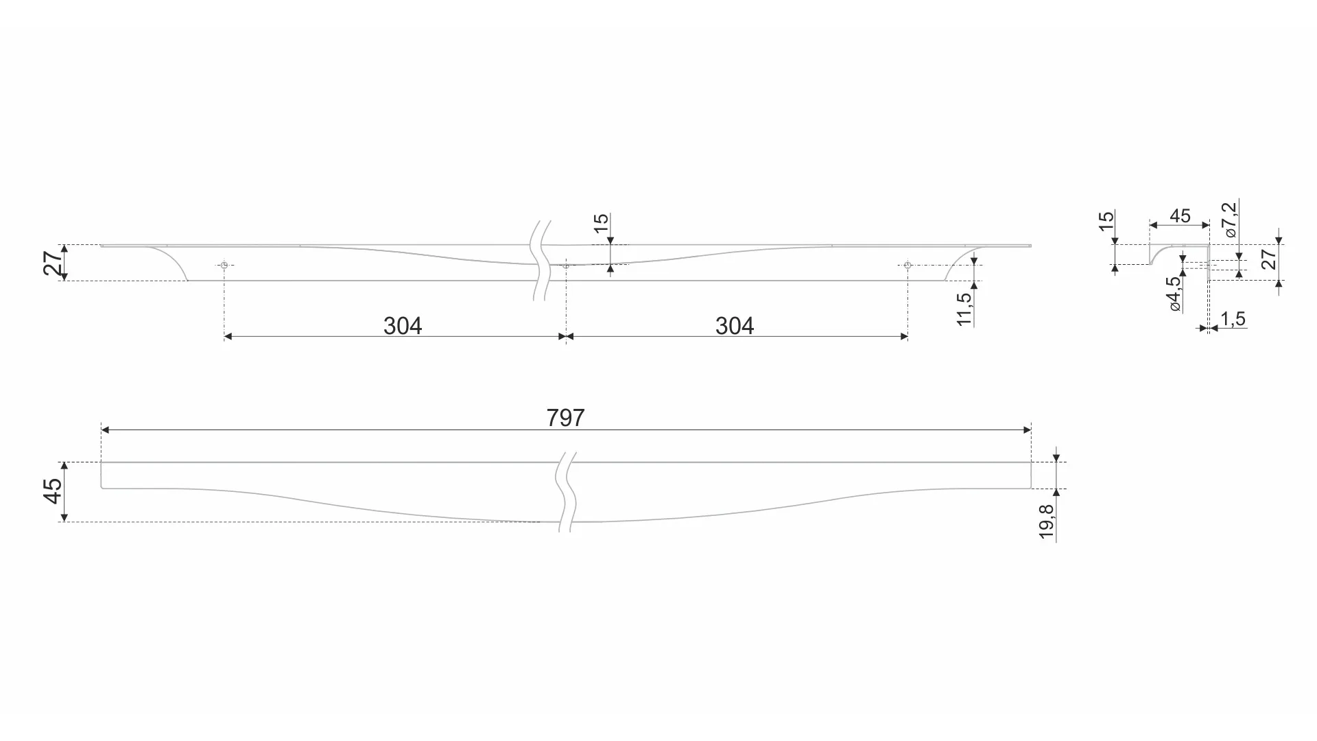 Мебельная ручка ERA RT108SST.1/608/800