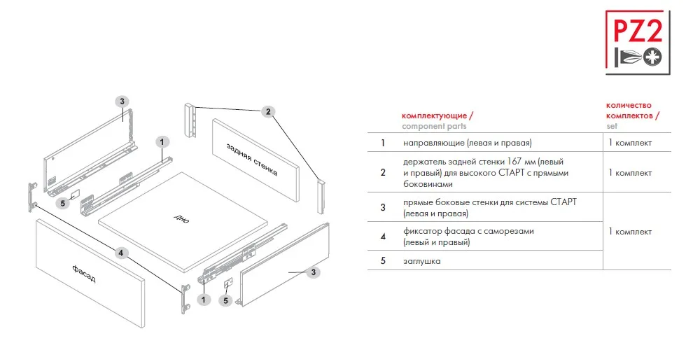 Прямые боковые стенки СТАРТ высокие SBDW13/GRPH/300