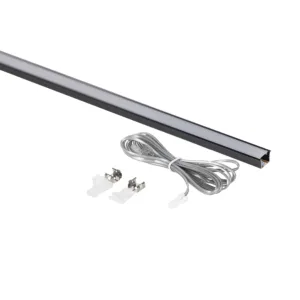 Светильник светодиодный, нарезной, 10*10мм, 8W/m, 12V, 3000K (теплый белый), 1.5м, алюминий, (в комплекте шнур, 2 заглушки, 2 держателя), AKS