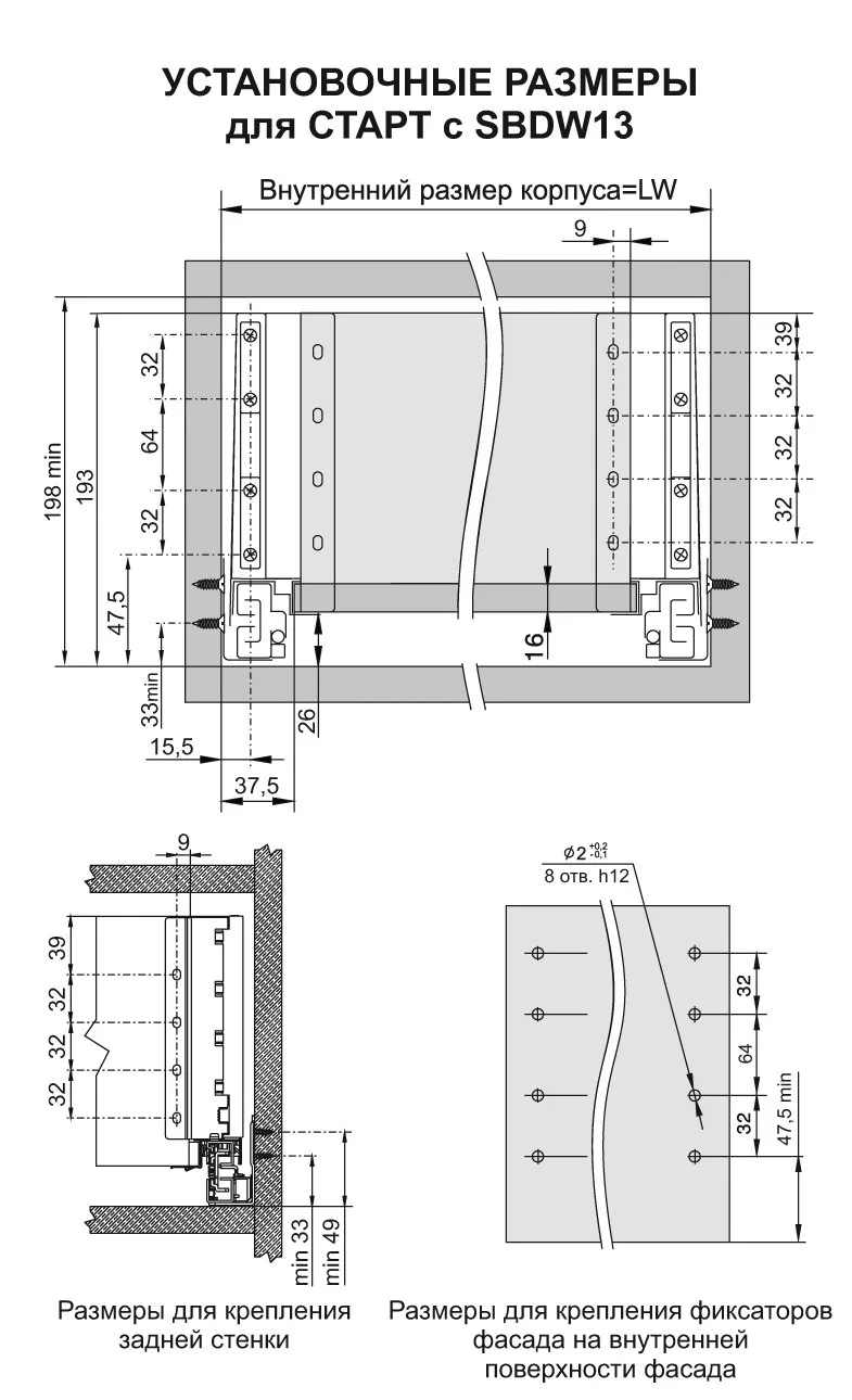 Прямые боковые стенки СТАРТ высокие SBDW13/GRPH/300