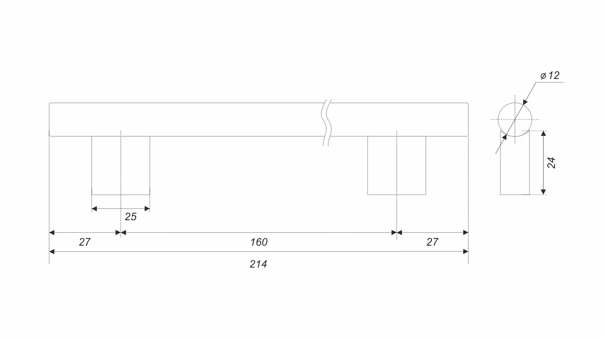 Мебельная ручка ROCK RS325BL.5/160