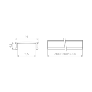 Рассеиватель для ручки-профиля с подсветкой AQ Gola-X 5 м молочный