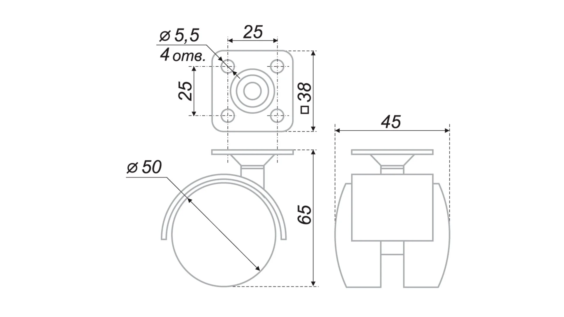Мебельная опора N102BL/BL.3