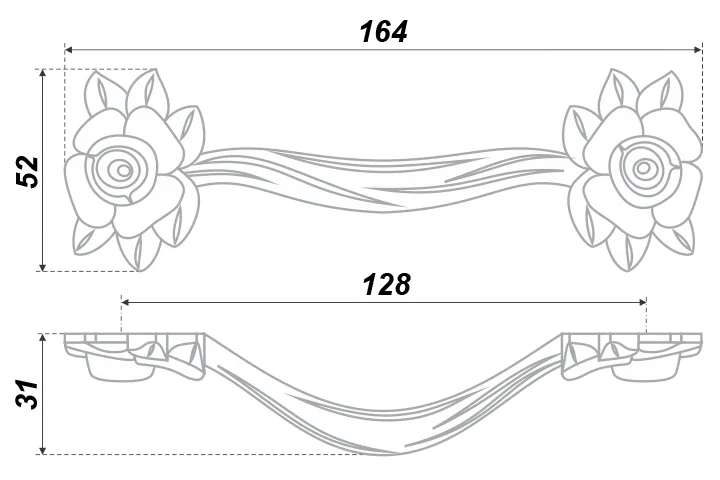 Мебельная ручка LULU ROSE RS087AS/SG.3/128